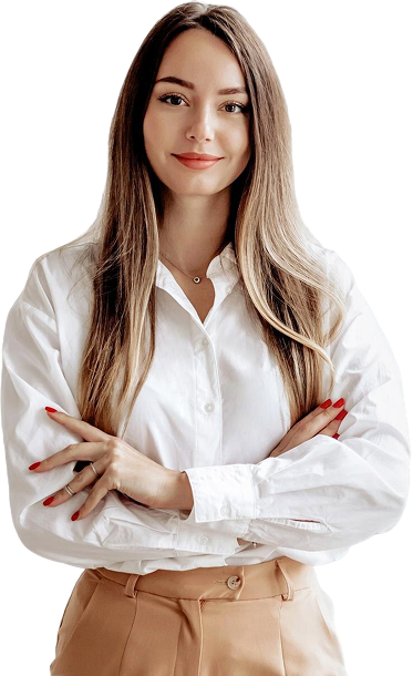 portrait caucasian business lady white shirt with folded hands 1
